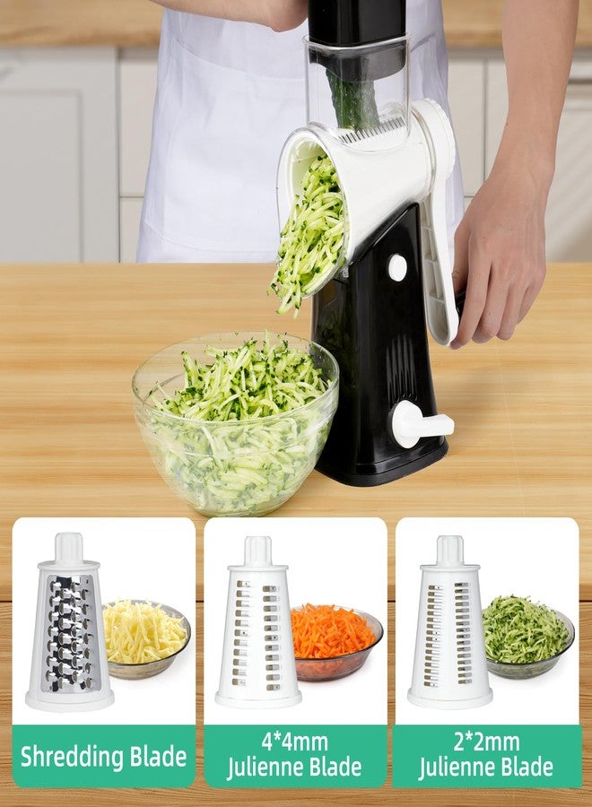 REDPANT 5 in 1 Rotary Cheese Grater, Manual Hand Crank Cheese Grater With Reinforced Suction & 5 Interchangeable Blades, Multifunctional Cheese Shredder, Easy to Use and Clean, Black - Image 3