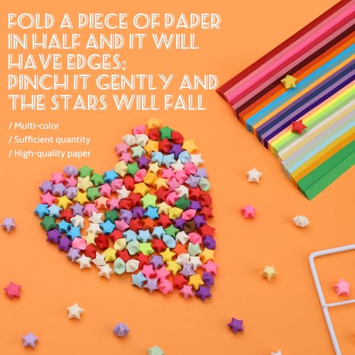 Bupete Star Origami Paper Assortment Color Star Paper Strips Double Sided Origami Stars Papers Strips Solid Color Paper Stars Lucky Star Decoration Papers Stars Strips Diy Hand Art Crafts - Image 5