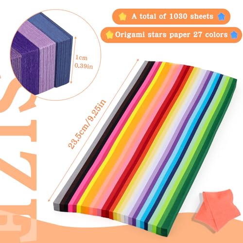 Bupete Star Origami Paper Assortment Color Star Paper Strips Double Sided Origami Stars Papers Strips Solid Color Paper Stars Lucky Star Decoration Papers Stars Strips Diy Hand Art Crafts - Image 2