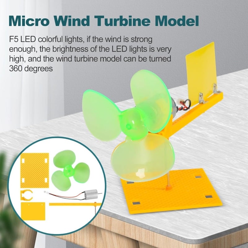 Wind Turbine Generator Kit with Micro DC Motor Blades and Holder, DIY Wind Power Science Experiment Model, Educational Renewable Energy Project for STEM Learning - Image 2