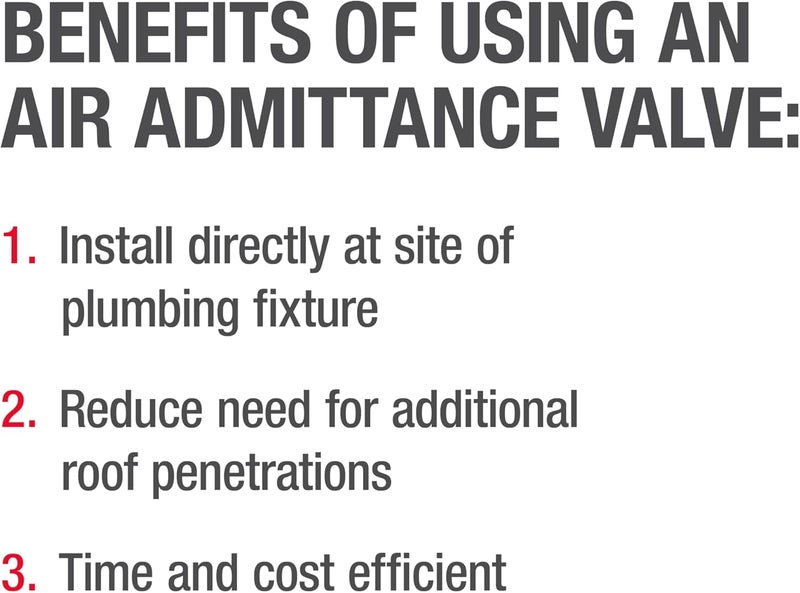 Oatey Sure-Vent 2-Inch ABS Adapter with 1-1/2-Inch Air Admittance Valve - Black - Image 4