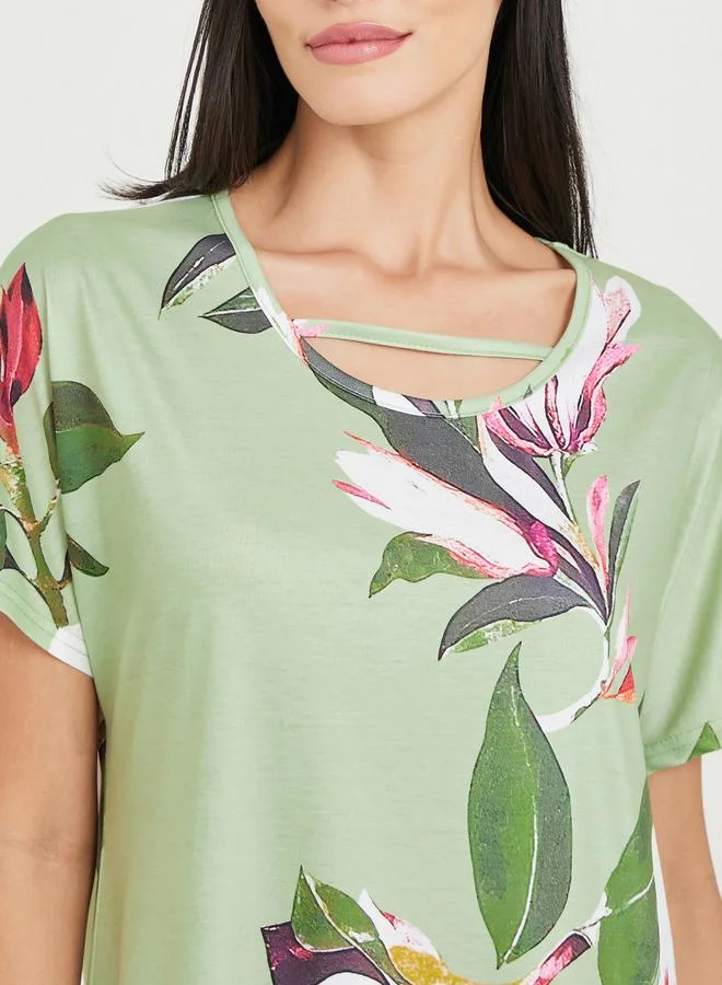 Styli Floral AOP Knee Length Sleep Dress
