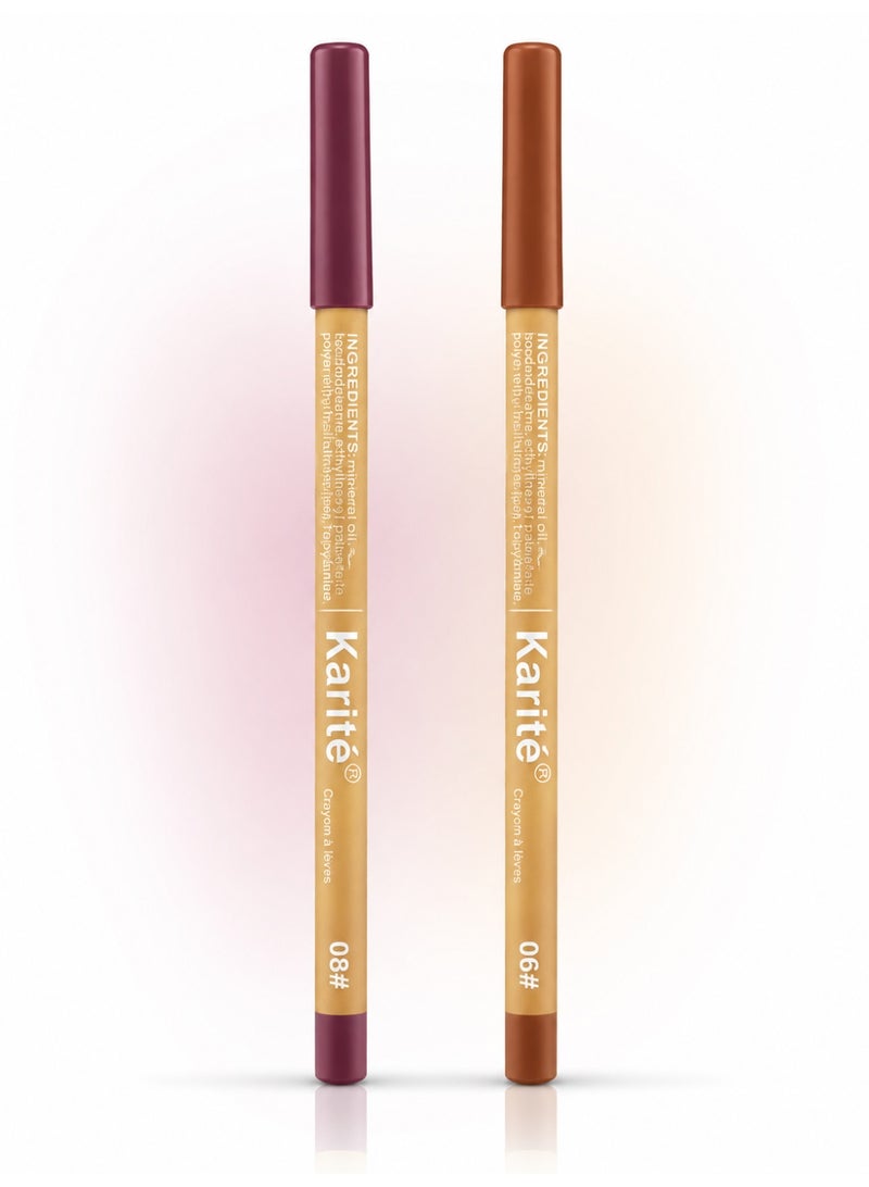 KARITE Signature Lip Pencil - Shades 06 & 08 - Matte Lip Liner Pencil - Bundle - 2g Pc - Image 1