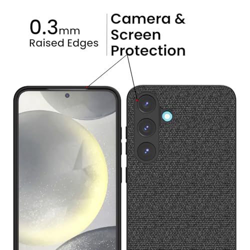 Kapa Soft Fabric & Leather Hybrid Protective Back Cover for Samsung Galaxy S25 | Shockproof Slim Hard Anti Slip Back Case (Black,Blue) - Image 4