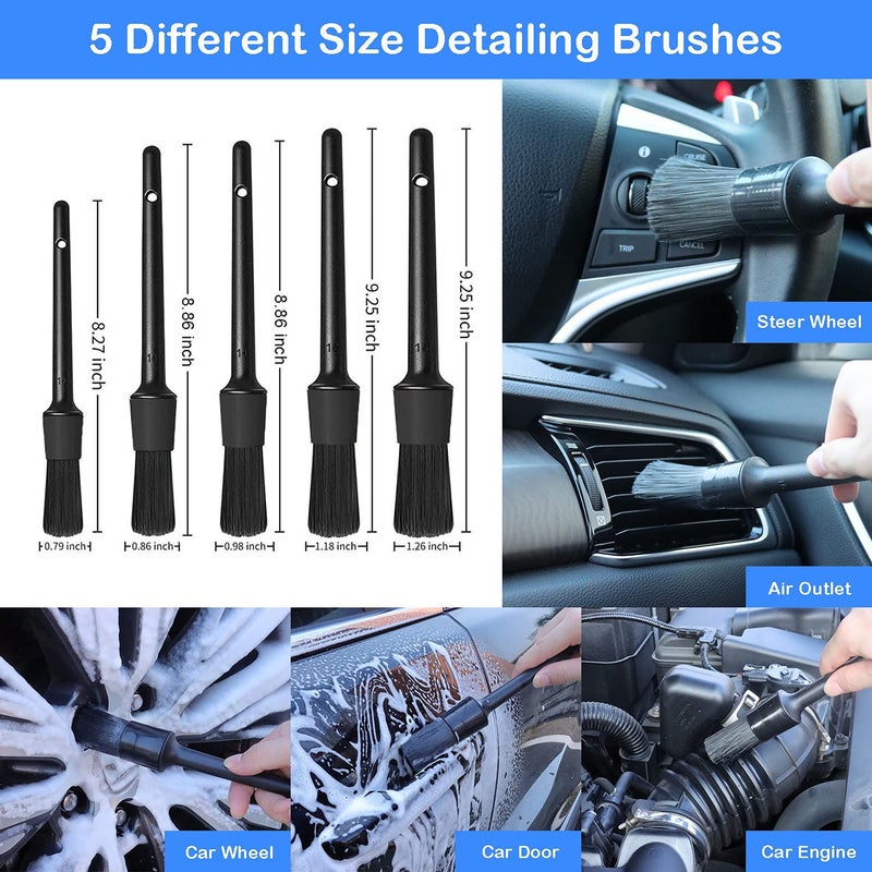 TTRCB 20Pcs Car Wheel Tire Detailing Brush Set,Car Detailing kit,Car Detailing Brushes,Auto Detailing Drill Brush Set,17" Long Handle Rim Wheel Brush,Tire Brush,Car Cleaning Kit for Wheels,Interior,Exterior - Image 4