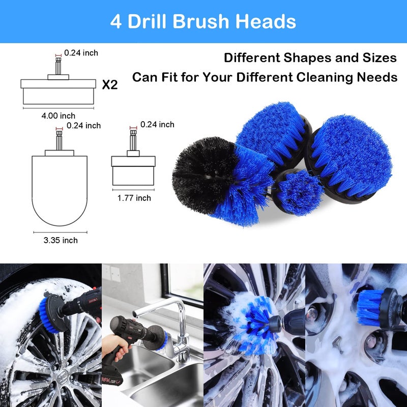 TTRCB 20Pcs Car Wheel Tire Detailing Brush Set,Car Detailing kit,Car Detailing Brushes,Auto Detailing Drill Brush Set,17" Long Handle Rim Wheel Brush,Tire Brush,Car Cleaning Kit for Wheels,Interior,Exterior - Image 3