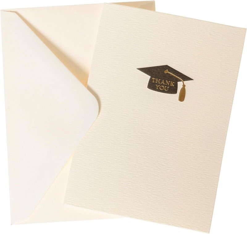 Graphique Grad Cap La Petite Presse Boxed Notecards, 10 Embellished Gold Foil Blank Cards with Matching Envelopes and Storage Box, 3.25" x 4.75" - Image 2