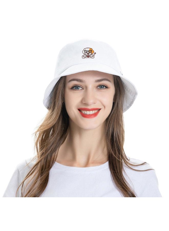 ZLYC Unisex Fashion Embroidered Bucket Hat Summer Fisherman Cap for Men Women Teens (Dog White)  - Image 2
