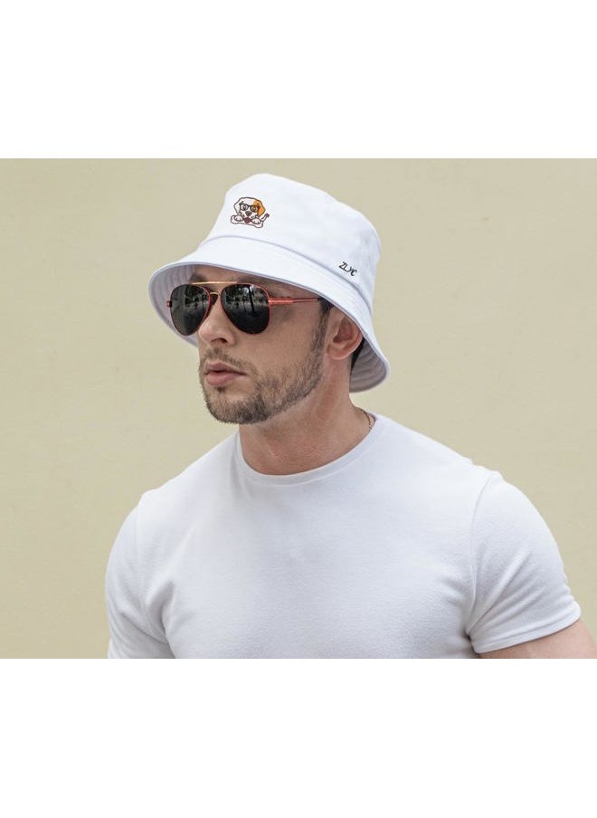 ZLYC Unisex Fashion Embroidered Bucket Hat Summer Fisherman Cap for Men Women Teens (Dog White)  - Image 4