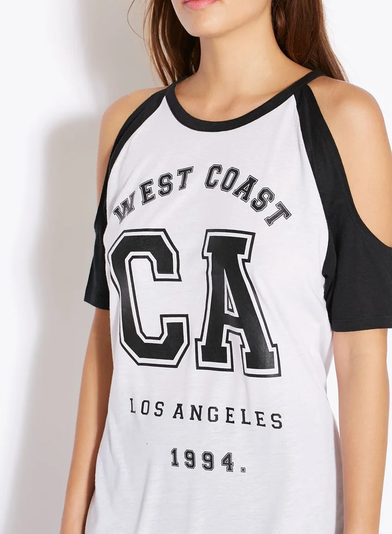NEW LOOK Cold Shoulder Baseball T-shirt