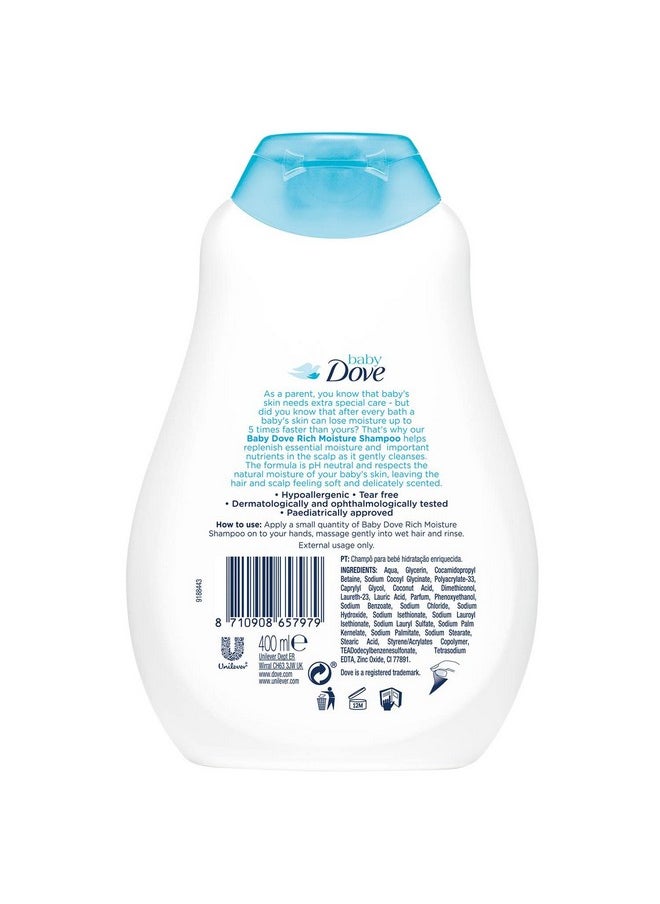 Baby Dove - Shampoo 400 Ml, Mild No Tears Rich Moisture Baby Shampoo For Kids, Gentle Care For Baby'S Soft Hair - No Sulphates No Paraben Shampoo - Image 1