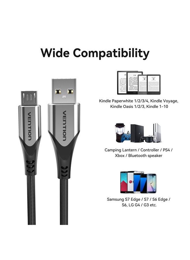 VENTION Micro USB Cable Android Charger 10ft, Micro USB Fast Charging Cable Nylon Braided Compatible with Samsung Galaxy S7/S6/S5/J7 Sony Kindle Android Devices - Black  - Image 2