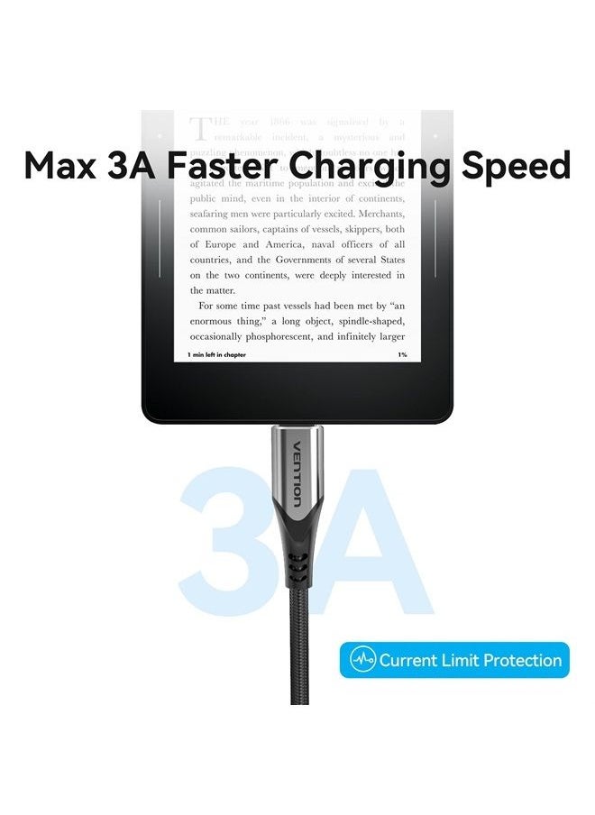 VENTION Micro USB Cable Android Charger 10ft, Micro USB Fast Charging Cable Nylon Braided Compatible with Samsung Galaxy S7/S6/S5/J7 Sony Kindle Android Devices - Black  - Image 5