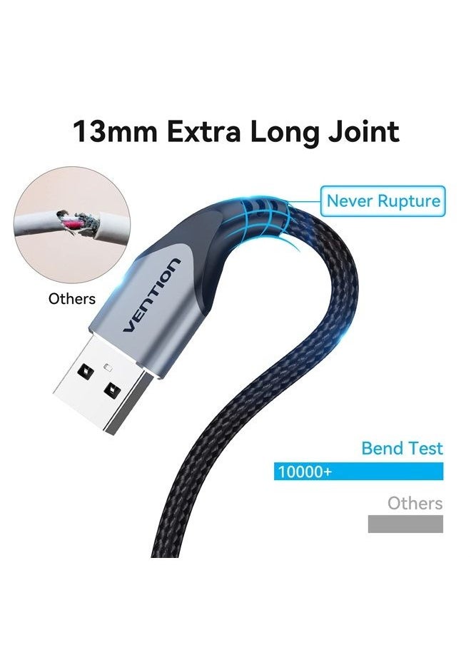 VENTION Micro USB Cable Android Charger 10ft, Micro USB Fast Charging Cable Nylon Braided Compatible with Samsung Galaxy S7/S6/S5/J7 Sony Kindle Android Devices - Black  - Image 3
