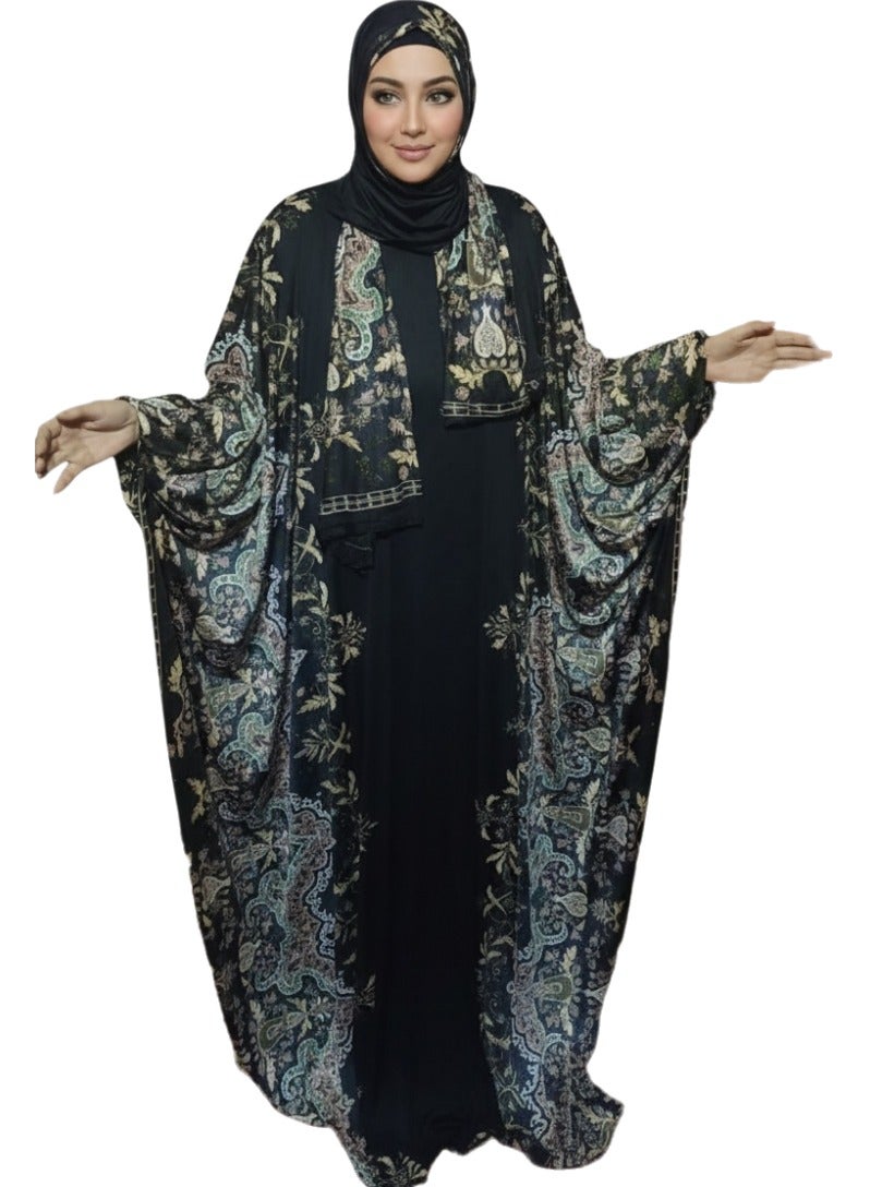 Elegant Modest Isdal, Traditional Long Sleeve Maxi Gown, Abstract Pattern, Fits Up to 150 KG ( 160*160CM ) - Image 1