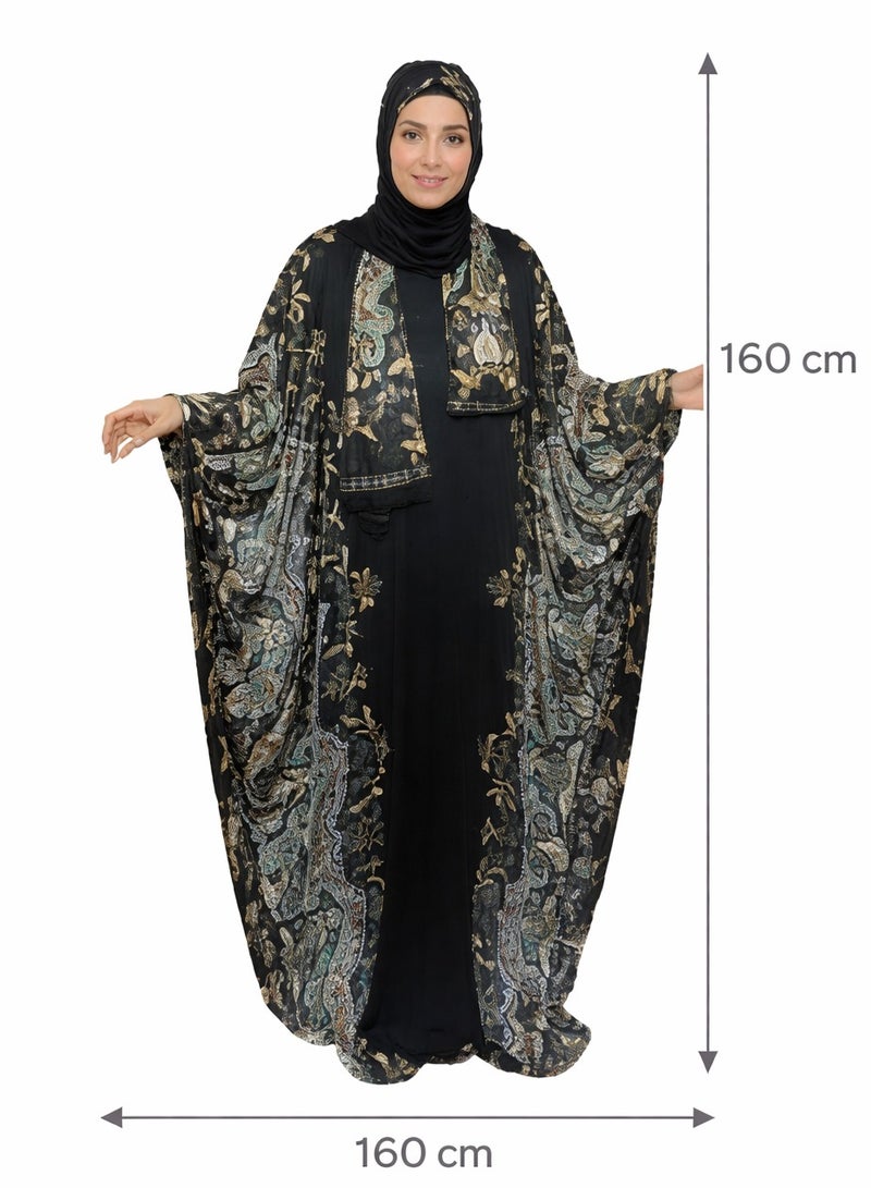 Elegant Modest Isdal, Traditional Long Sleeve Maxi Gown, Abstract Pattern, Fits Up to 150 KG ( 160*160CM ) - Image 2