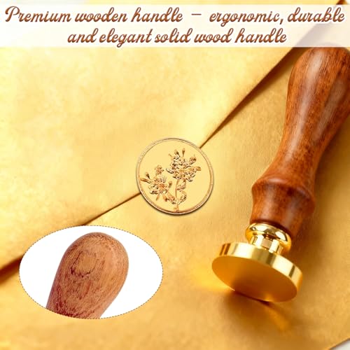 TecoKart® 6 Pcs Floral Wax Seal Stamp Kit – Premium Wooden Handle Wax Stamp for Envelopes, Invitations & Gifts – Vintage Wax Seal Kit for Letters, Scrapbooking & Art Craft Decoration - Image 4