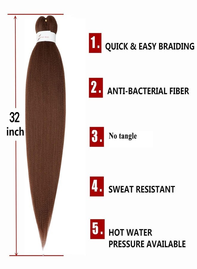 ShowCoco Easy Braid Pre Stretched Braiding Hair Auburn Brown 32 Inch Yaki Texture Easy Crochet Braids 8 Packs Hot Water Setting Synthetic Hair Extension for Braids (32inch,#30) - Image 2
