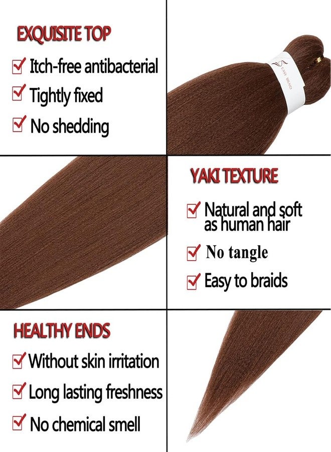 ShowCoco Easy Braid Pre Stretched Braiding Hair Auburn Brown 32 Inch Yaki Texture Easy Crochet Braids 8 Packs Hot Water Setting Synthetic Hair Extension for Braids (32inch,#30) - Image 3