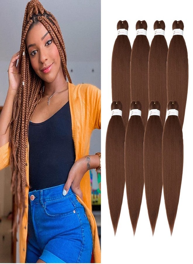 ShowCoco Easy Braid Pre Stretched Braiding Hair Auburn Brown 32 Inch Yaki Texture Easy Crochet Braids 8 Packs Hot Water Setting Synthetic Hair Extension for Braids (32inch,#30) - Image 1
