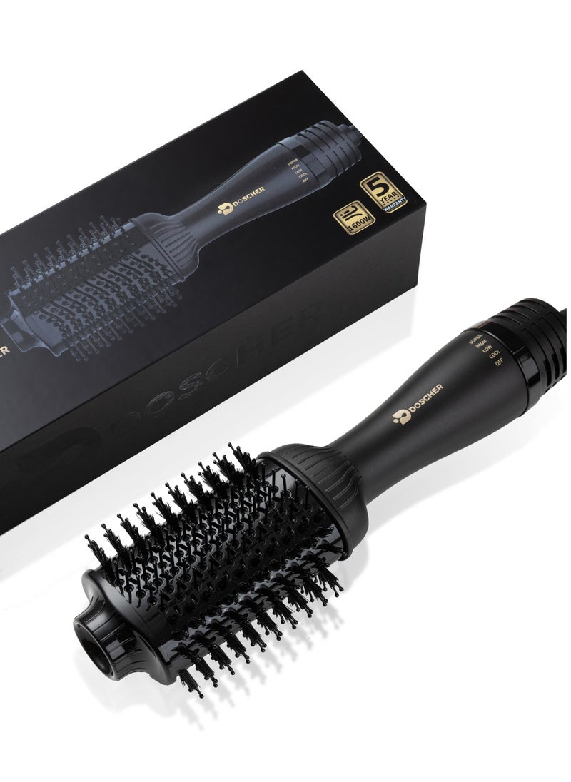DOSCHER Hair Dryer Brush Blow Dryer Hair Dryer and Styler Hot Air Brush 3 in 1 Black Volumizer with Negative Ion 1600W  - Image 1