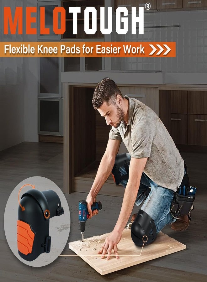 MELOTOUGH Knee Pads for Work,Construction,Flooring,Gardening-Comfortable and Flexible(Orange) - Image 3