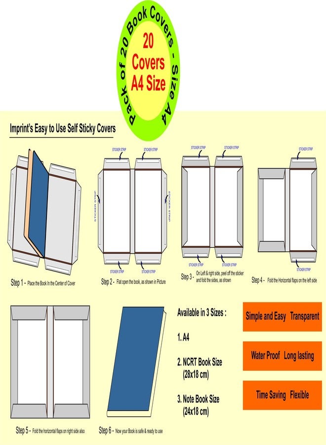 IMPRINT Book Covers | Ideal for A4 Size Notebook and Books | Pack of 20 | Transparent - Image 3
