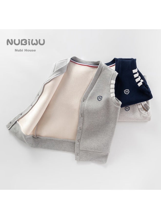 NUBIWU Nubiyu Children's Vest, Boys' Autumn Waistcoat, Big Kids' Outer Vest, Boys' Spring And Autumn Sleeveless Jacket, Dark Gray, Size 130 - Image 4