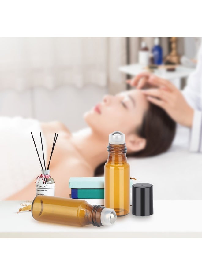 Easytle Essential Oil Roller Bottles, 24 Pack Amber Glass Roller Bottles 5ml, Roller Balls for Essential Oils, Roll on Bottles (96 Pieces Labels, 4 Funnels, 4 Dropper, 2 Opener) - Image 3