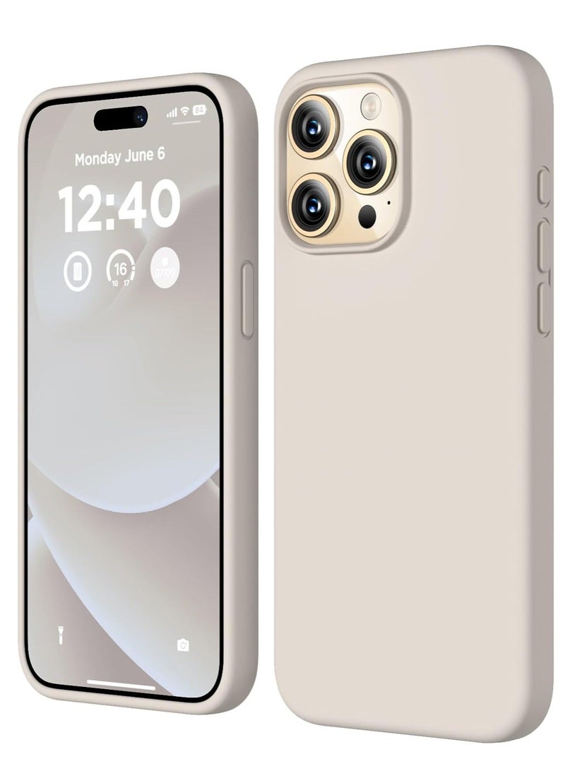 MUNTAQI Compatible with iPhone 15 Pro Max Case, Liquid Silicone Case, Full Body Shockproof Protective Cover Slim Thin Phone Case with [Soft Anti-Scratch Microfiber Lining], 6.7 inch-Stone - Image 1