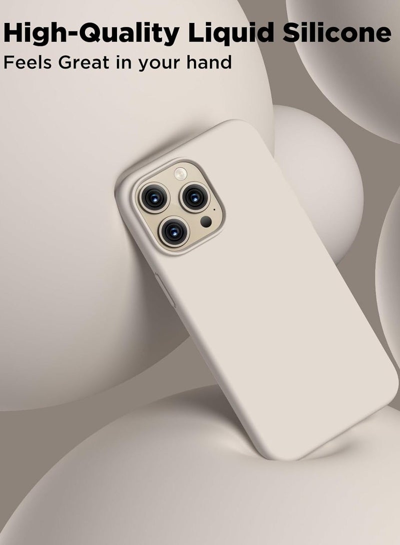 MUNTAQI Compatible with iPhone 15 Pro Max Case, Liquid Silicone Case, Full Body Shockproof Protective Cover Slim Thin Phone Case with [Soft Anti-Scratch Microfiber Lining], 6.7 inch-Stone - Image 5