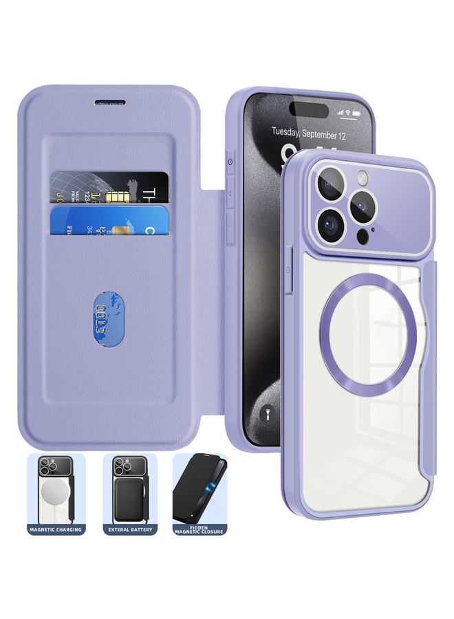 S-TOP Case For iPhone 15 Pro Max Colored Shield MagSafe Magnetic RFID Anti-theft Leather Phone Case - Image 2