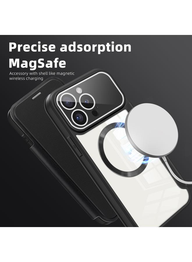 S-TOP Case For iPhone 15 Pro Max Colored Shield MagSafe Magnetic RFID Anti-theft Leather Phone Case - Image 5