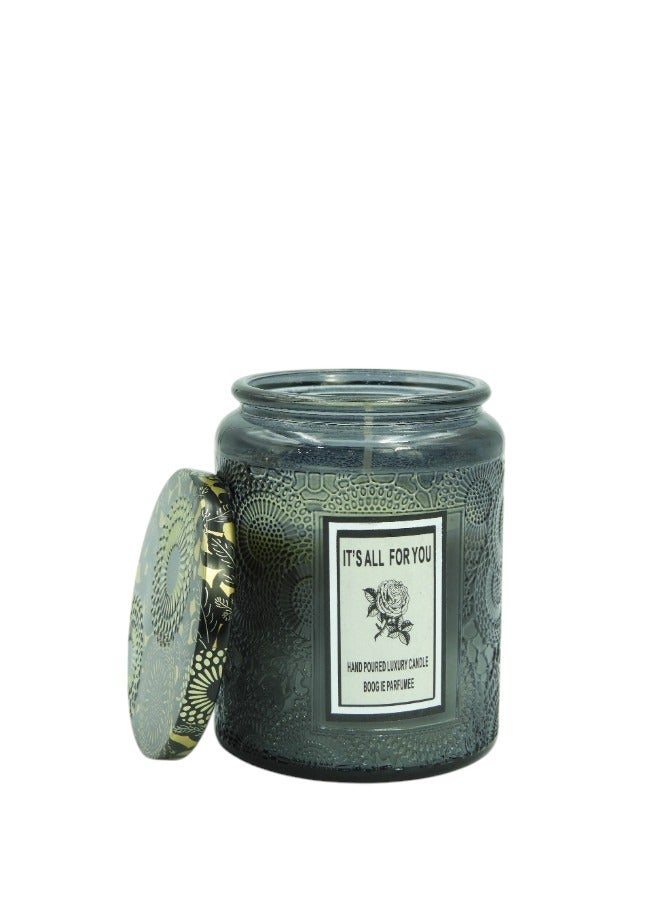 بابازام شمعة برطمان معطرة برائحة لطيفة ومعدنية محفوظة للمنزل وأعياد الميلاد وعيد الحب والذكرى السنوية وحفلات الزفاف باللون الأسود ۸x۱۰x۸cm  - Image 4
