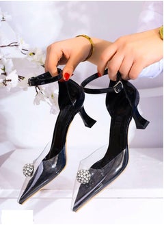 Vbranda high-quality transparent heels sandals R-10-BLACK  - Image 1