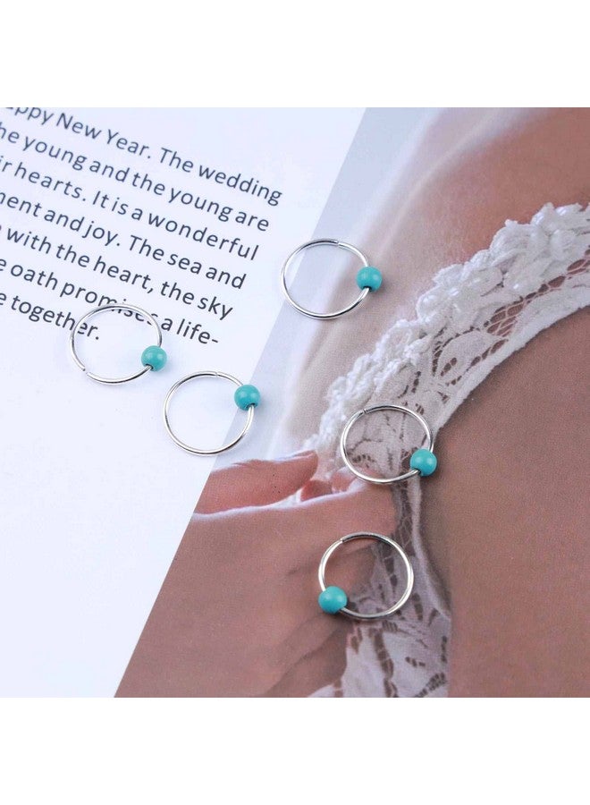 Yheakne Boho Tribal Turquoise Circle Hair Ring Set Boho Braid Rings Dreadlock Dirty Braid Hair Loop Clips Silver Hair Braid Rings Braid Hair Clip Rings Decoration African Hair Jewelry Dreadlock Hair - Image 4