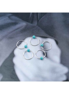 Yheakne Boho Tribal Turquoise Circle Hair Ring Set Boho Braid Rings Dreadlock Dirty Braid Hair Loop Clips Silver Hair Braid Rings Braid Hair Clip Rings Decoration African Hair Jewelry Dreadlock Hair  - Image 5
