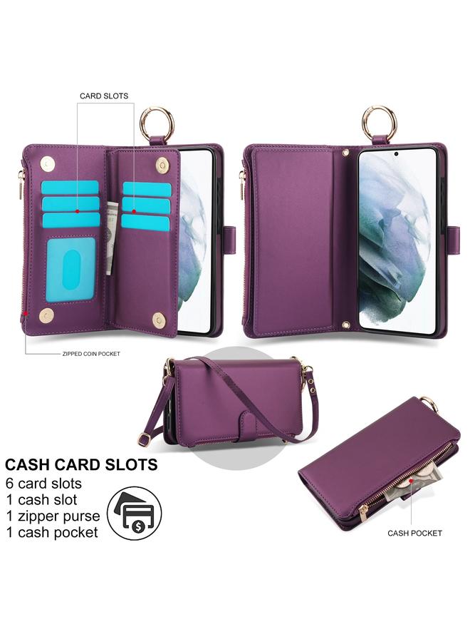 S-TOP Case For Samsung Galaxy S21 5G Crossbody Ring Multifunctional Wallet Leather Phone Case - Image 2