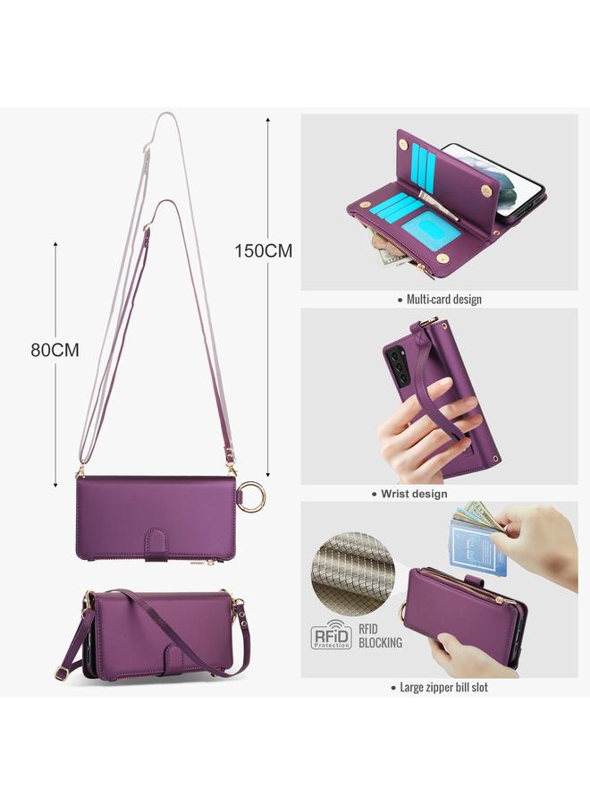 S-TOP Case For Samsung Galaxy S21 5G Crossbody Ring Multifunctional Wallet Leather Phone Case - Image 3