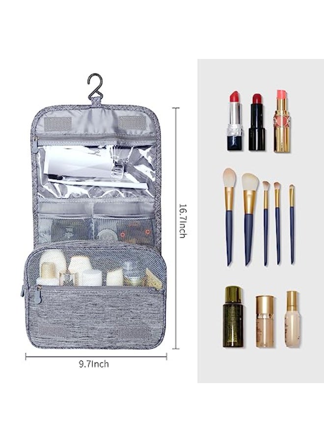 Norvox Large Capacity Toiletry Bag Travel Bag with Hanging Hook for Men and Women Waterproof Travel Cosmetic Bag Bathroom Storage Bag for Brushes Set,Full-Sized Shampoo,Toiletries,Accessories-Grey - Image 3