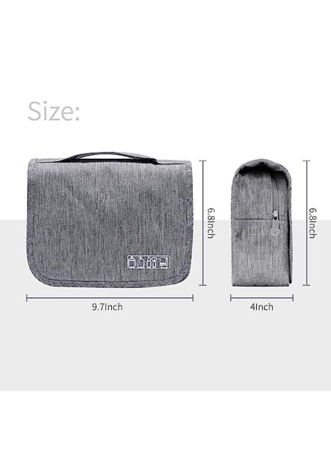 Norvox Large Capacity Toiletry Bag Travel Bag with Hanging Hook for Men and Women Waterproof Travel Cosmetic Bag Bathroom Storage Bag for Brushes Set,Full-Sized Shampoo,Toiletries,Accessories-Grey - Image 2