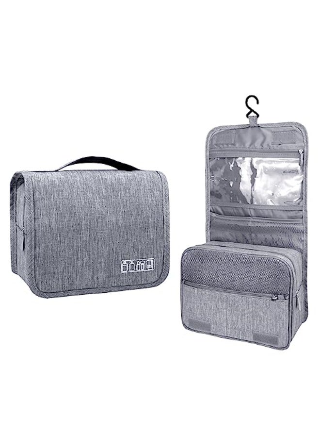 Norvox Large Capacity Toiletry Bag Travel Bag with Hanging Hook for Men and Women Waterproof Travel Cosmetic Bag Bathroom Storage Bag for Brushes Set,Full-Sized Shampoo,Toiletries,Accessories-Grey - Image 1