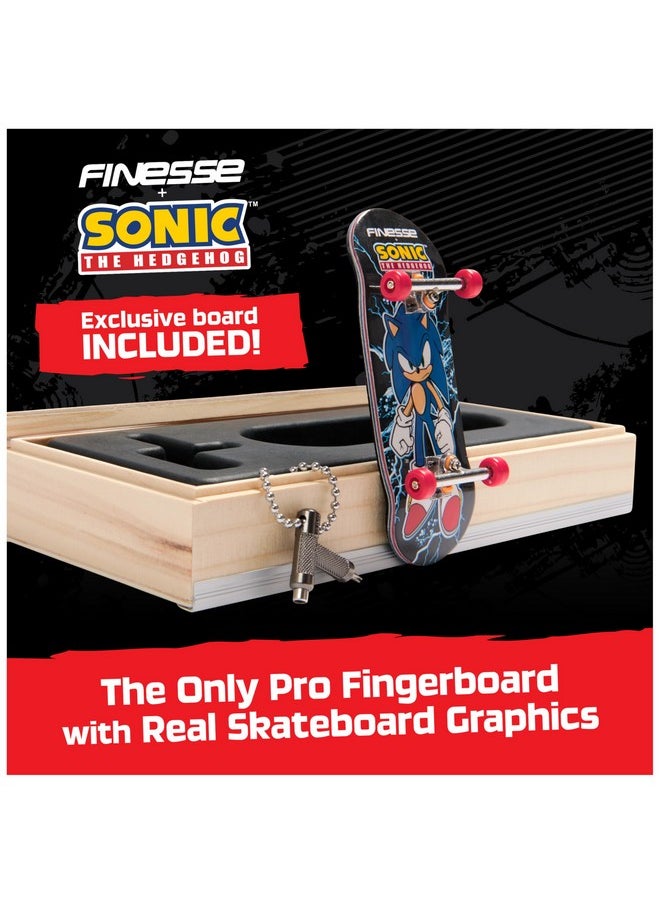 TECH DECK, Finesse X Sonic The Hedgehog Pro Series Finger Board with Storage Display, Built for Pros; Authentic Mini Skateboards, Kids Toys for Ages 6 and up