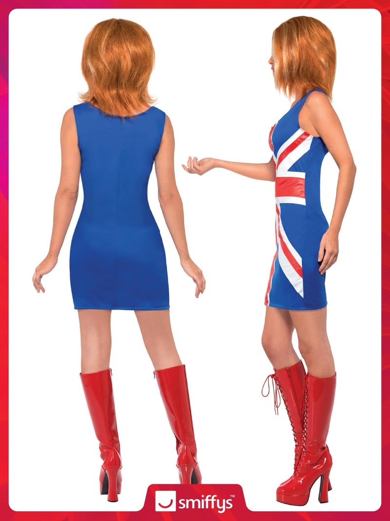 Smiffys Ginger Power, 1990s Icon Costume, Red & Blue, S - US Size 6-8 - Image 4