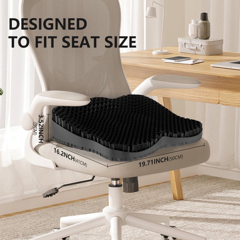 Tsmertor Enlarged Gel Seat Cushion 19in Super Large Thick, Gel Cushion Seat for Pressure Relief for Long Siiting, Coccyx Sciatica Pain Relief, Egg Cushion Chair Pads for Wheelchair Car Office Chair - Image 5