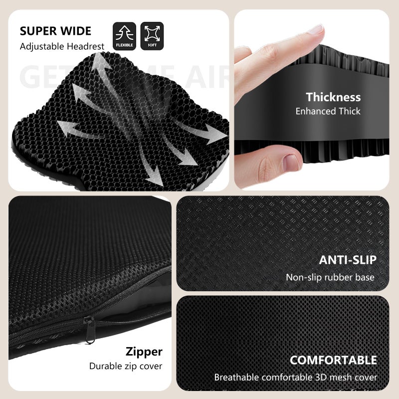 Tsmertor Enlarged Gel Seat Cushion 19in Super Large Thick, Gel Cushion Seat for Pressure Relief for Long Siiting, Coccyx Sciatica Pain Relief, Egg Cushion Chair Pads for Wheelchair Car Office Chair - Image 2