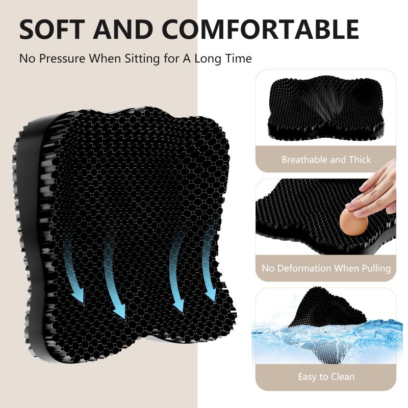 Tsmertor Enlarged Gel Seat Cushion 19in Super Large Thick, Gel Cushion Seat for Pressure Relief for Long Siiting, Coccyx Sciatica Pain Relief, Egg Cushion Chair Pads for Wheelchair Car Office Chair - Image 3