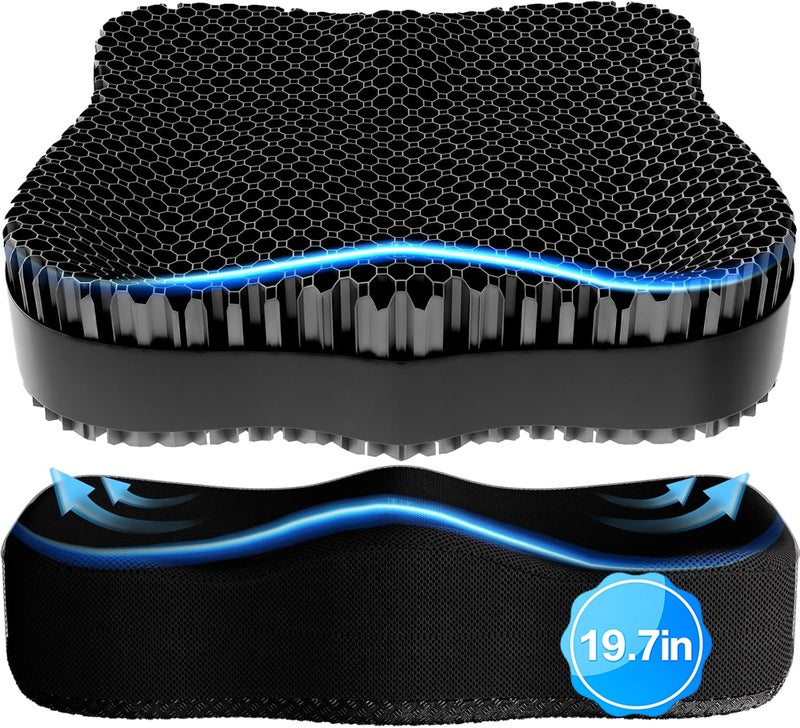 Tsmertor Enlarged Gel Seat Cushion 19in Super Large Thick, Gel Cushion Seat for Pressure Relief for Long Siiting, Coccyx Sciatica Pain Relief, Egg Cushion Chair Pads for Wheelchair Car Office Chair - Image 1