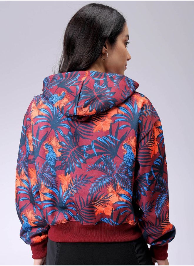 Freehand Women Relaxed Fit Floral Print Hooded Sweatshirt  - Image 4