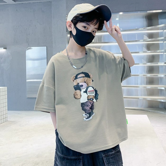 Boys Short-Sleeved T-Shirt Children'S Summer Fashion 2025 Arrival Boys Pure Cotton Fashionable Half-Sleeved Mid-Big Kids Trendy T-Shirt - Image 1